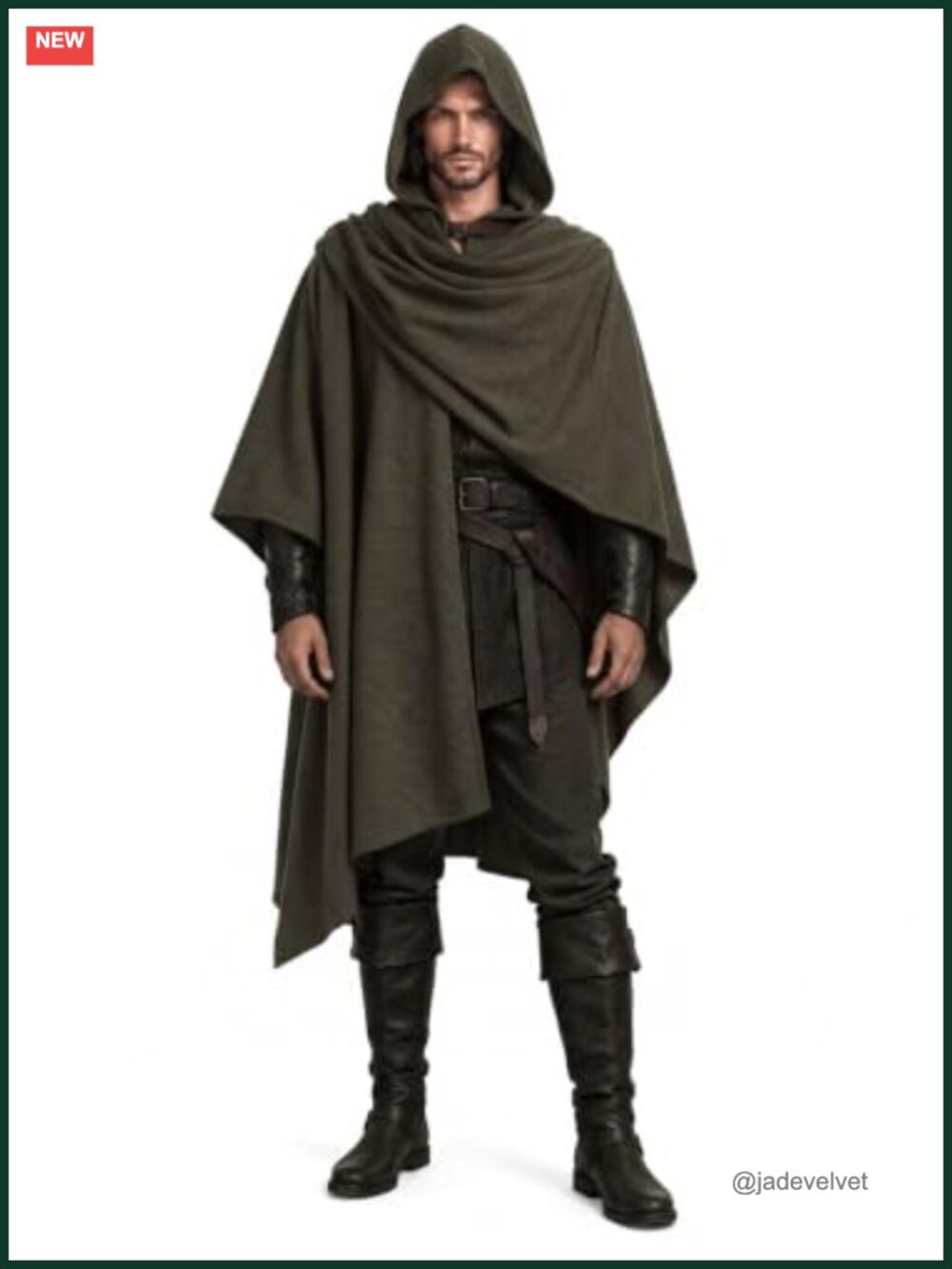 Medieval Hooded Cloak Corduroy Renaissance Costume Cape